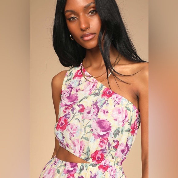Lulu’s Floral Cutout One-Shoulder Mini Dress - Picture 8 of 8